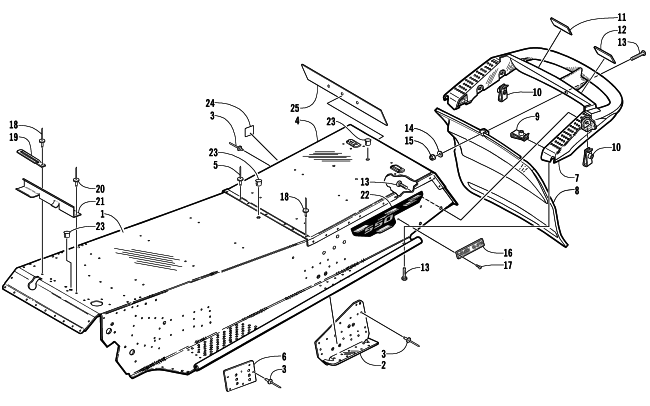 Parts Diagram for Arctic Cat 2002 ZL 550 SNOWMOBILE TUNNEL AND REAR BUMPER
