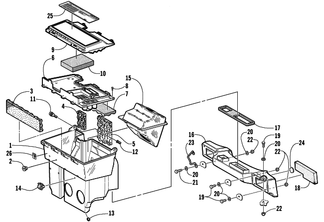 Parts Diagram for Arctic Cat 2002 ZL 550 SNOWMOBILE AIR SILENCER ASSEMBLY
