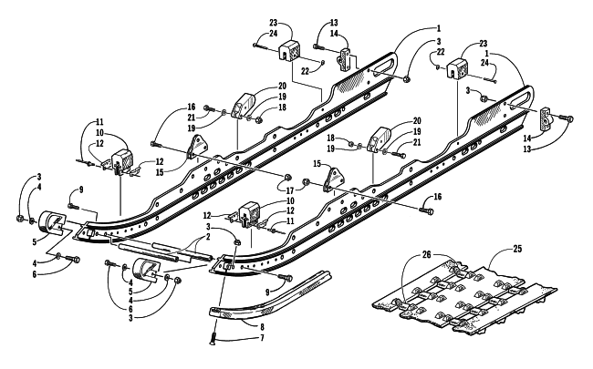 Parts Diagram for Arctic Cat 2002 PANTHER 440 SNOWMOBILE SLIDE RAIL AND TRACK ASSEMBLY