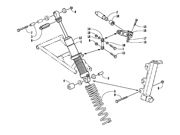 Parts Diagram for Arctic Cat 2002 MOUNTAIN CAT 600 EFI () SNOWMOBILE SHOCK ABSORBER AND SWAY BAR ASSEMBLY