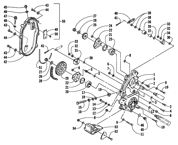 Parts Diagram for Arctic Cat 2002 ZL 550 SNOWMOBILE DRIVE/DROPCASE ASSEMBLY