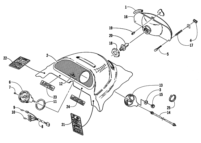 Parts Diagram for Arctic Cat 2002 BEARCAT WIDE TRACK () SNOWMOBILE HEADLIGHT AND INSTRUMENT POD