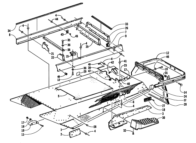Parts Diagram for Arctic Cat 2002 BEARCAT WIDE TRACK SNOWMOBILE TUNNEL AND REAR BUMPER