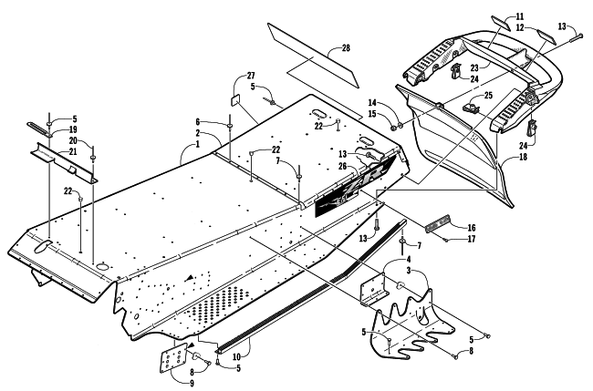 Parts Diagram for Arctic Cat 2002 ZR 600 EFI SNOWMOBILE TUNNEL AND REAR BUMPER