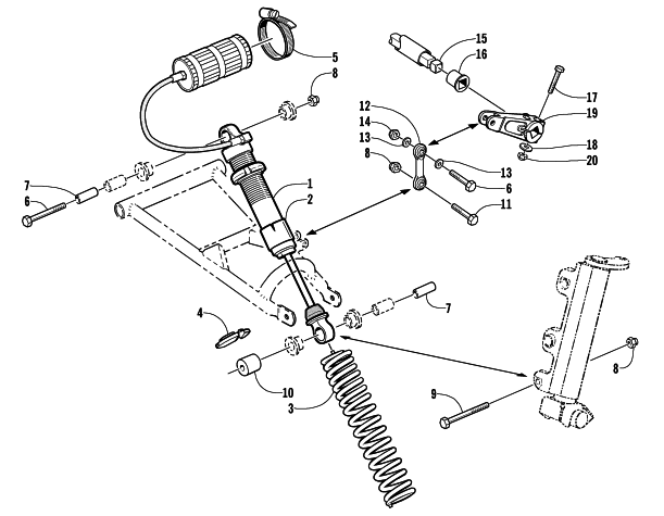 Parts Diagram for Arctic Cat 2002 ZR 500 SNOWMOBILE SHOCK ABSORBER AND SWAY BAR ASSEMBLY