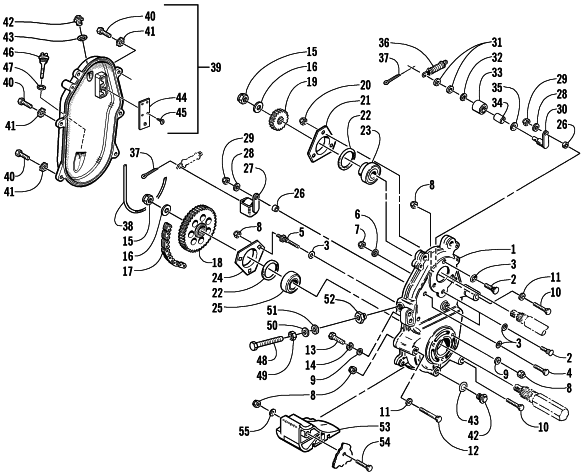 Parts Diagram for Arctic Cat 2002 ZR 600 EFI CC () SNOWMOBILE DRIVE/DROPCASE ASSEMBLY