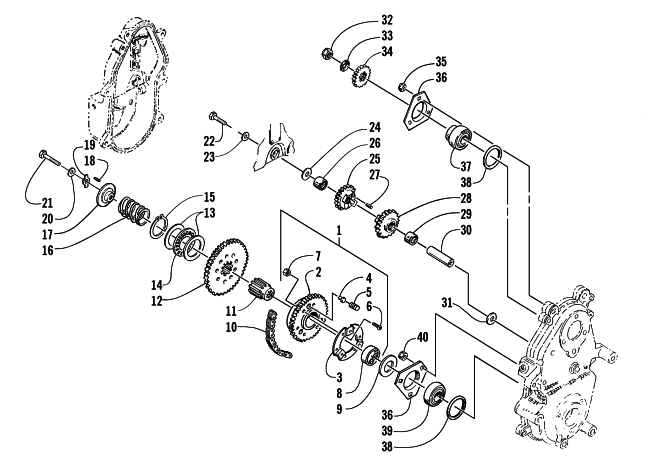 Parts Diagram for Arctic Cat 2002 PANTERA 550 SNOWMOBILE DRIVE/REVERSE DROPCASE ASSEMBLY