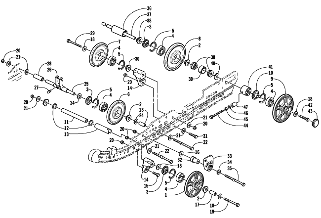Parts Diagram for Arctic Cat 2002 ZR 600 SNOWMOBILE IDLER WHEEL ASSEMBLY