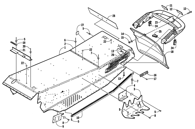 Parts Diagram for Arctic Cat 2002 ZR 500 CC () SNOWMOBILE TUNNEL AND REAR BUMPER