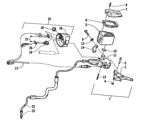 Parts Diagram for Arctic Cat 2002 MOUNTAIN CAT 570 SNOWMOBILE HYDRAULIC BRAKE CONTROL ASSEMBLY