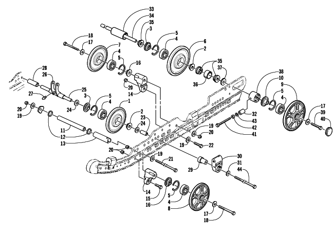 Parts Diagram for Arctic Cat 2002 ZR 500 CC () SNOWMOBILE IDLER WHEEL ASSEMBLY