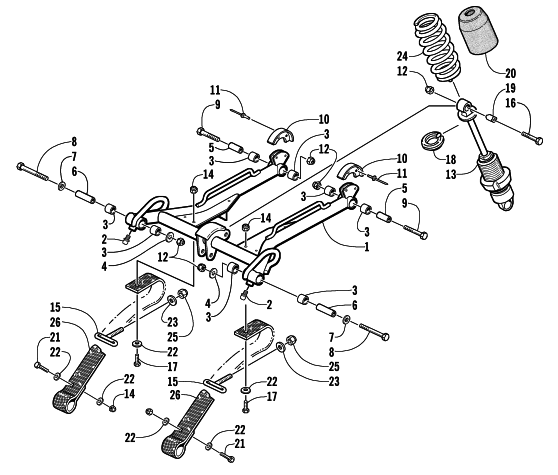 Parts Diagram for Arctic Cat 2002 MOUNTAIN CAT 800 EFI (LE 151) SNOWMOBILE REAR SUSPENSION FRONT ARM ASSEMBLY