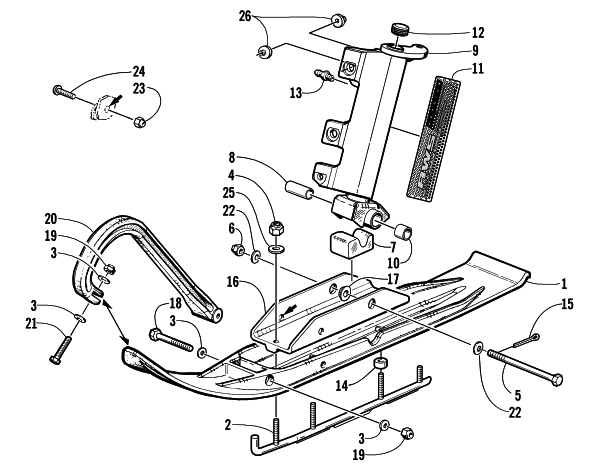 Parts Diagram for Arctic Cat 2002 ZL 600 EFI SS ( ESR) SNOWMOBILE SKI AND SPINDLE ASSEMBLY
