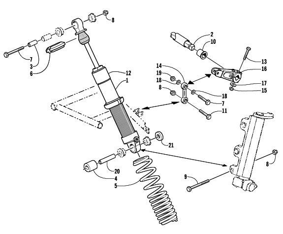 Parts Diagram for Arctic Cat 2002 ZL 600 EFI SS () SNOWMOBILE SHOCK ABSORBER AND SWAY BAR ASSEMBLY