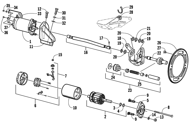 Parts Diagram for Arctic Cat 2002 ZR 600 EFI CC () SNOWMOBILE FLEX-DRIVE STARTER MOTOR ASSEMBLY (OPTIONAL)