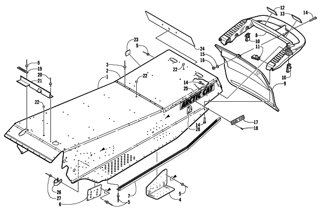 Parts Diagram for Arctic Cat 2002 ZL 600 EFI SS () SNOWMOBILE TUNNEL AND REAR BUMPER