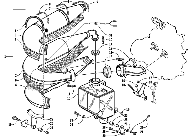 Parts Diagram for Arctic Cat 2002 ZL 500 SNOWMOBILE EXHAUST ASSEMBLY