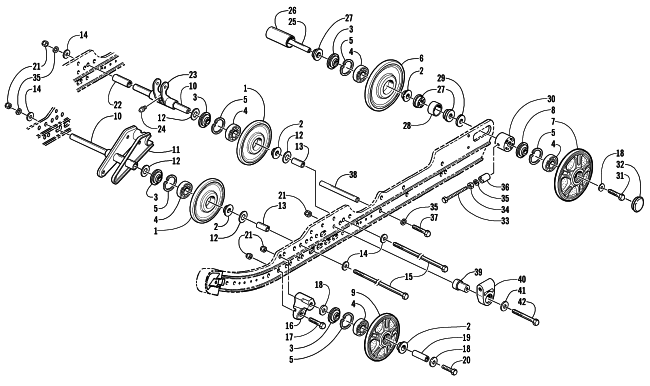 Parts Diagram for Arctic Cat 2002 MOUNTAIN CAT 570 SNOWMOBILE IDLER WHEEL ASSEMBLY