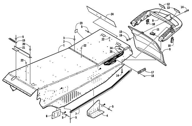 Parts Diagram for Arctic Cat 2002 ZL 500 SNOWMOBILE TUNNEL AND REAR BUMPER