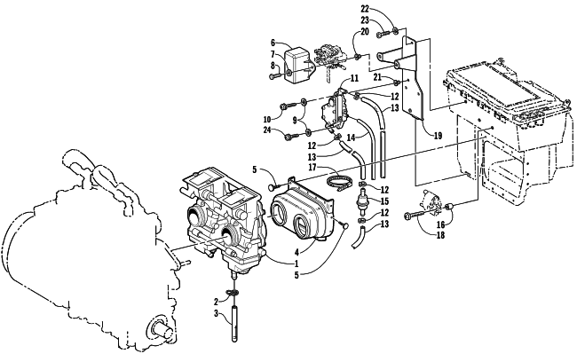Parts Diagram for Arctic Cat 2002 ZR 500 CC () SNOWMOBILE CARBURETOR AND FUEL PUMP ASSEMBLY