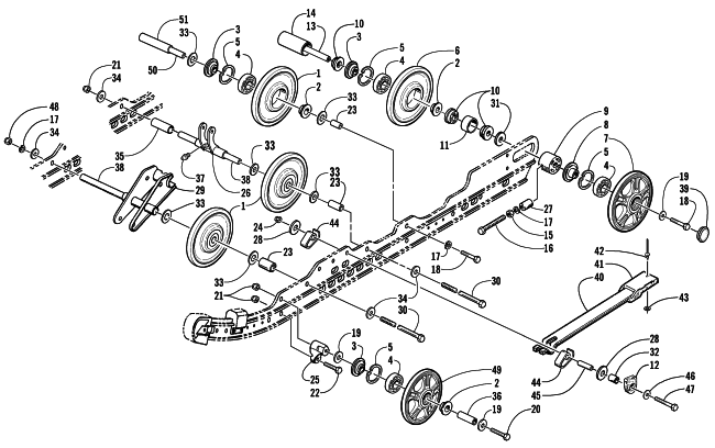 Parts Diagram for Arctic Cat 2002 PANTERA 550 () SNOWMOBILE IDLER WHEEL ASSEMBLY