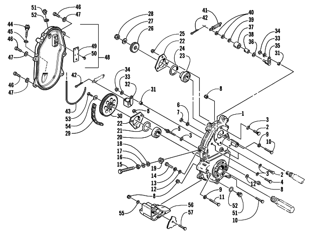 Parts Diagram for Arctic Cat 2002 Z 570 (ESR) SNOWMOBILE DRIVE/DROPCASE ASSEMBLY
