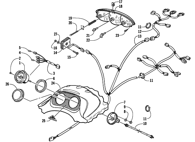 Parts Diagram for Arctic Cat 2002 Z 570 (ESR) SNOWMOBILE HEADLIGHT, INSTRUMENTS, AND WIRING ASSEMBLIES