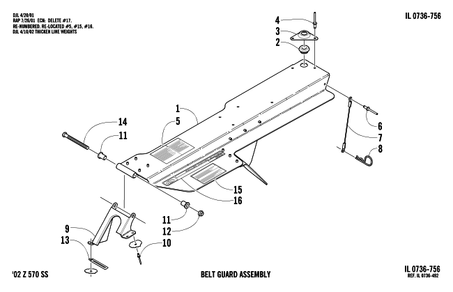 Parts Diagram for Arctic Cat 2002 MOUNTAIN CAT 570 SNOWMOBILE BELT GUARD ASSEMBLY