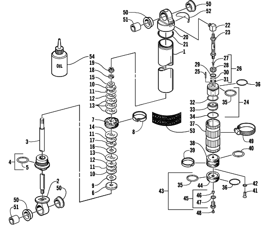 Parts Diagram for Arctic Cat 2002 ZR 500 CC () SNOWMOBILE REAR SUSPENSION REAR ARM SHOCK ABSORBER