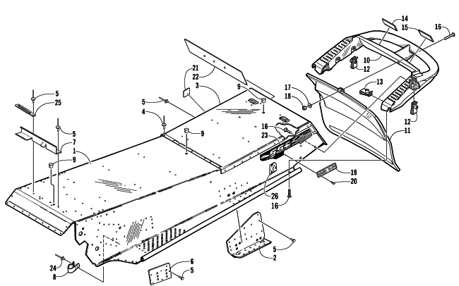 Parts Diagram for Arctic Cat 2002 Z 570 SS SNOWMOBILE TUNNEL AND REAR BUMPER