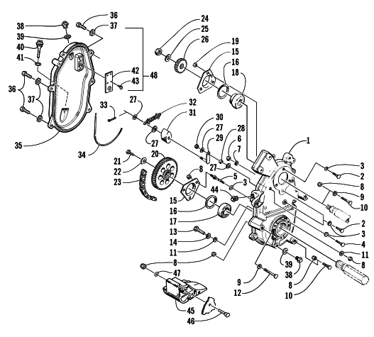 Parts Diagram for Arctic Cat 2002 Z 370 SNOWMOBILE DRIVE/DROPCASE ASSEMBLY