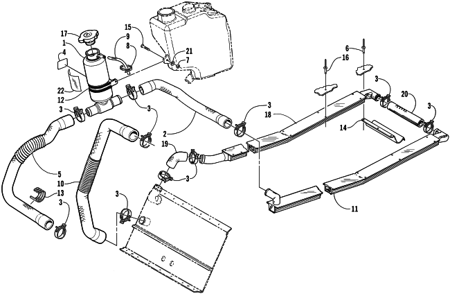 Parts Diagram for Arctic Cat 2003 ZL 800 EFI ESR (ESR ) SNOWMOBILE COOLING ASSEMBLY