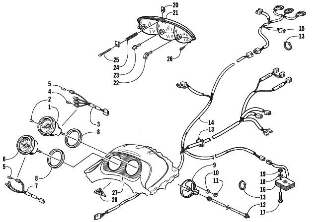 Parts Diagram for Arctic Cat 2002 MOUNTAIN CAT 800 SNOWMOBILE HEADLIGHT, INSTRUMENTS, AND WIRING ASSEMBLIES