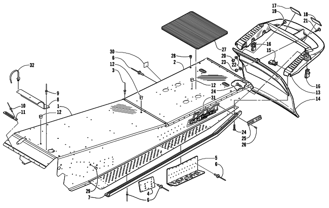 Parts Diagram for Arctic Cat 2002 MOUNTAIN CAT 800 EFI SNOWMOBILE TUNNEL AND REAR BUMPER