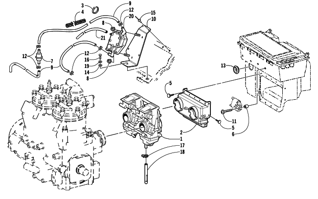 Parts Diagram for Arctic Cat 2002 MOUNTAIN CAT 800 SNOWMOBILE CARBURETOR AND FUEL PUMP ASSEMBLY