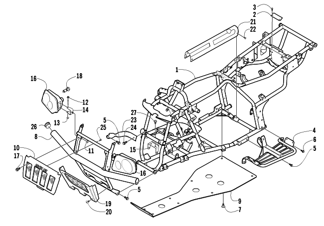 Parts Diagram for Arctic Cat 2002 300 4x4 () ATV FRAME AND RELATED PARTS