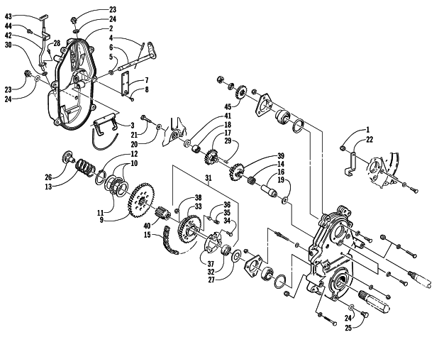 Parts Diagram for Arctic Cat 2002 MOUNTAIN CAT 800 SNOWMOBILE DRIVE/REVERSE DROPCASE ASSEMBLY (OPTIONAL)