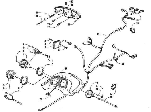 Parts Diagram for Arctic Cat 2002 MOUNTAIN CAT 800 EFI (LE 144) SNOWMOBILE HEADLIGHT, INSTRUMENTS, AND WIRING ASSEMBLIES