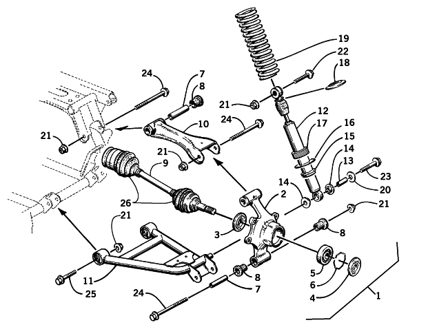 Parts Diagram for Arctic Cat 2002 300 4x4 () ATV REAR SUSPENSION ASSEMBLY