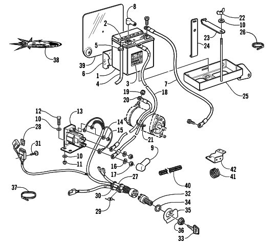 Parts Diagram for Arctic Cat 2003 ZL 800 EFI SS () SNOWMOBILE BATTERY, SOLENOID, AND CABLES (OPTIONAL)