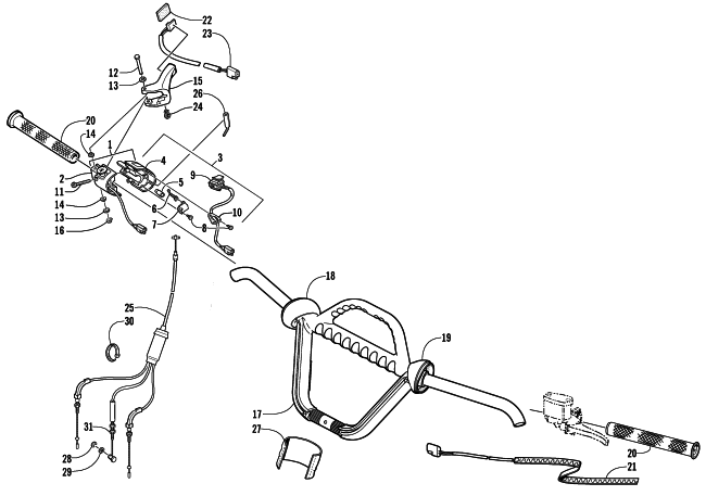 Parts Diagram for Arctic Cat 2002 MOUNTAIN CAT 570 SNOWMOBILE HANDLEBAR AND CONTROLS