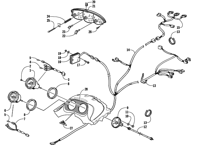 Parts Diagram for Arctic Cat 2002 MOUNTAIN CAT 570 SNOWMOBILE HEADLIGHT, INSTRUMENTS, AND WIRING ASSEMBLIES