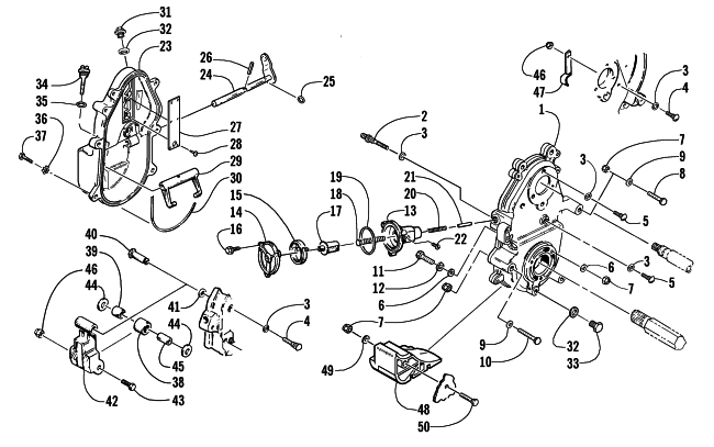 Parts Diagram for Arctic Cat 2002 PANTERA 800 EFI ESR () SNOWMOBILE DROPCASE AND CHAIN TENSION ASSEMBLY