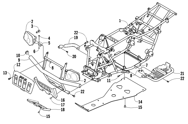 Parts Diagram for Arctic Cat 2002 400 4X4/500 MANUAL TRANSMISSION (500 ) ATV FRAME AND RELATED PARTS
