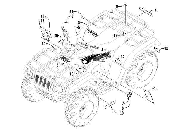 Parts Diagram for Arctic Cat 2002 400 4X4/500 MANUAL TRANSMISSION (500 ) ATV DECALS