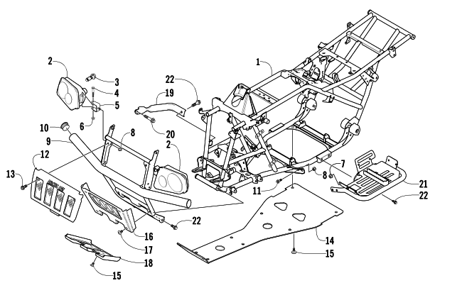 Parts Diagram for Arctic Cat 2003 400 4X4 AUTOMATIC TRANSMISSION () ATV FRAME AND RELATED PARTS