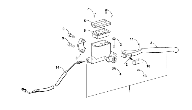 Parts Diagram for Arctic Cat 2002 500 AUTOMATIC TRANSMISSION FIS () ATV HYDRAULIC HAND BRAKE ASSEMBLY