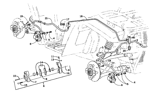 Parts Diagram for Arctic Cat 2002 500 AUTOMATIC TRANSMISSION TBX ATV HYDRAULIC BRAKE ASSEMBLY