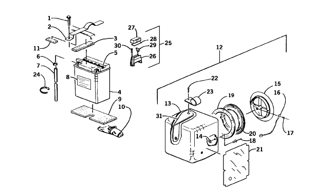 Parts Diagram for Arctic Cat 2002 400 4X4 MANUAL TRANSMISSION () ATV STORAGE BOX AND BATTERY ASSEMBLY