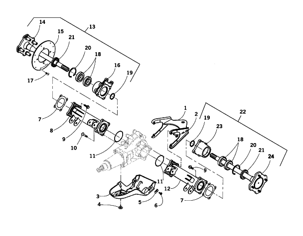 Parts Diagram for Arctic Cat 2002 400 4X4/500 MANUAL TRANSMISSION (500 ) ATV REAR AXLE ASSEMBLY